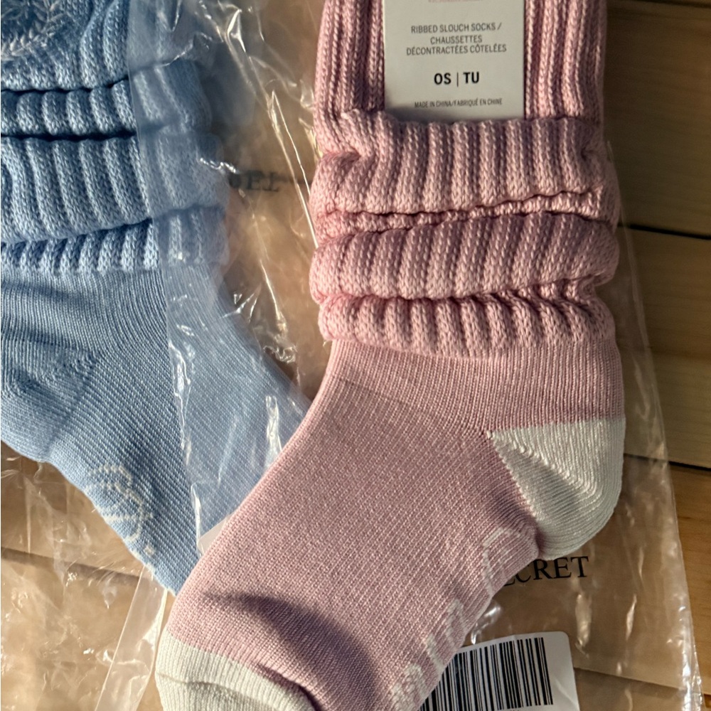 1 Pair- ONLY —BLUE Victoria's Secret PINK Slouch Socks- - Picture 6 of 11